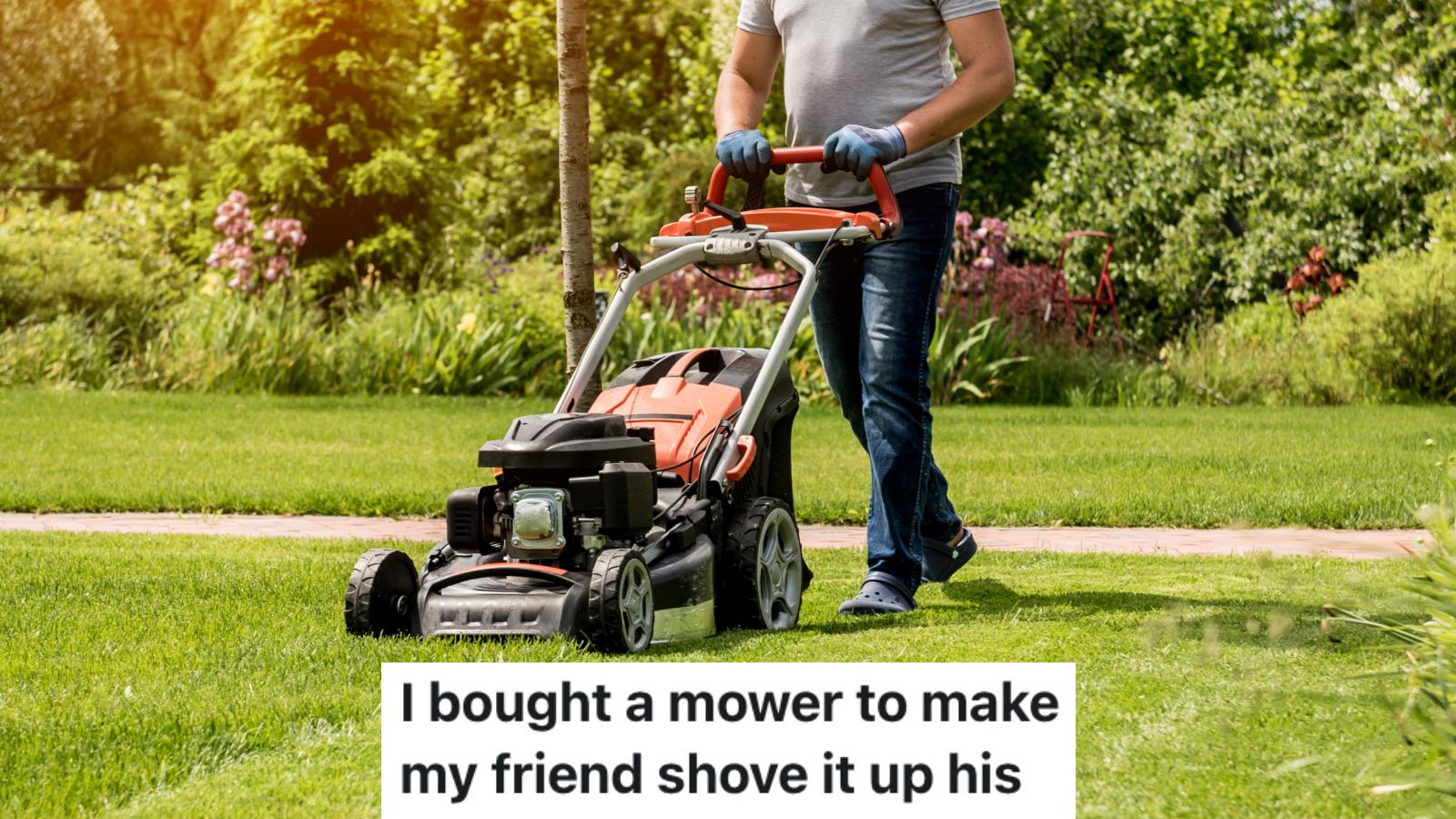 man mowing a lawn