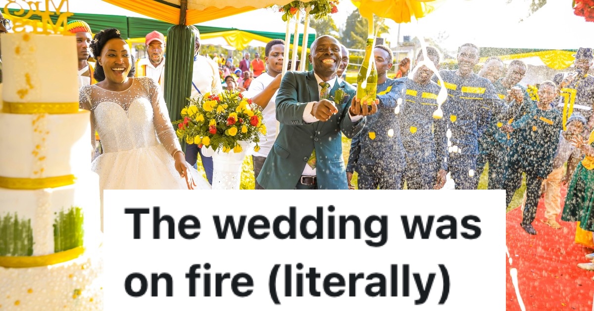 bride and groom opening champagne