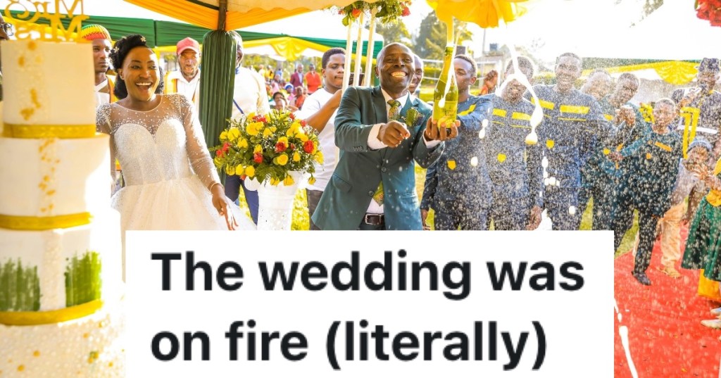 bride and groom opening champagne