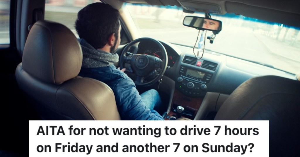 man driving a car