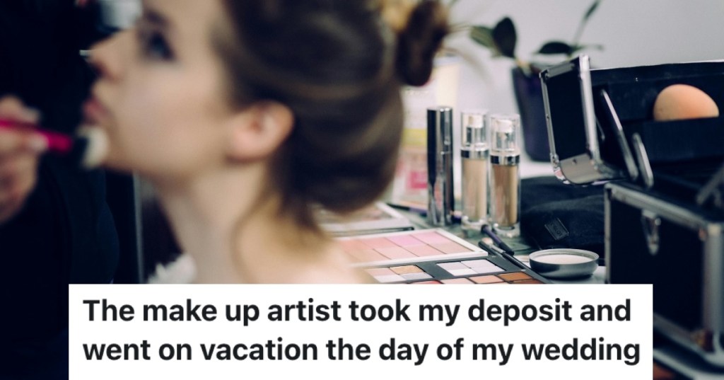 woman getting her makeup done