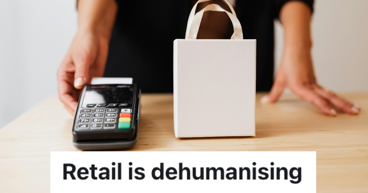 woman holding a charge card reader