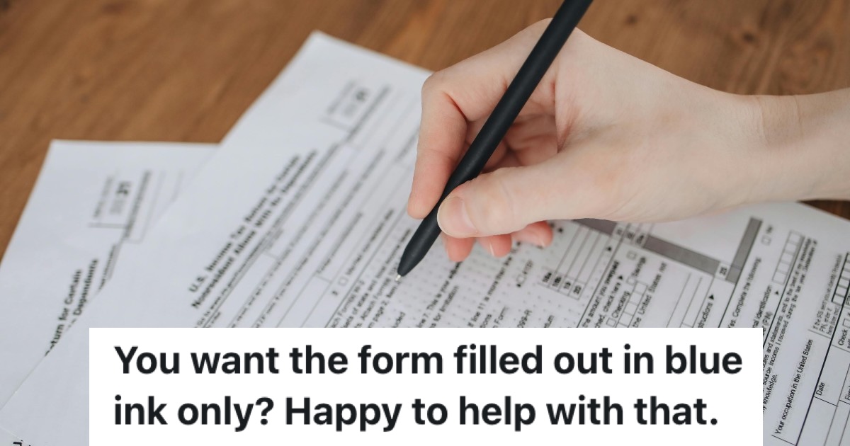 woman filling out a form with a black pen