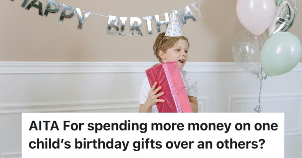 child at a birthday party holding a gift