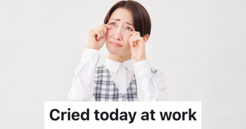 woman crying and looking up