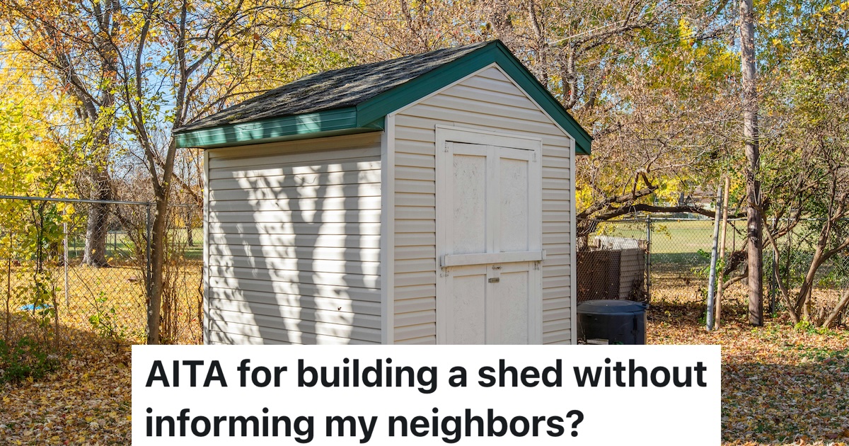 Couple Builds Backyard Shed Fully Within Code Without Consulting Neighbors, So Neighbors File Complaints And Tensions Boil Over white shed in a backyard