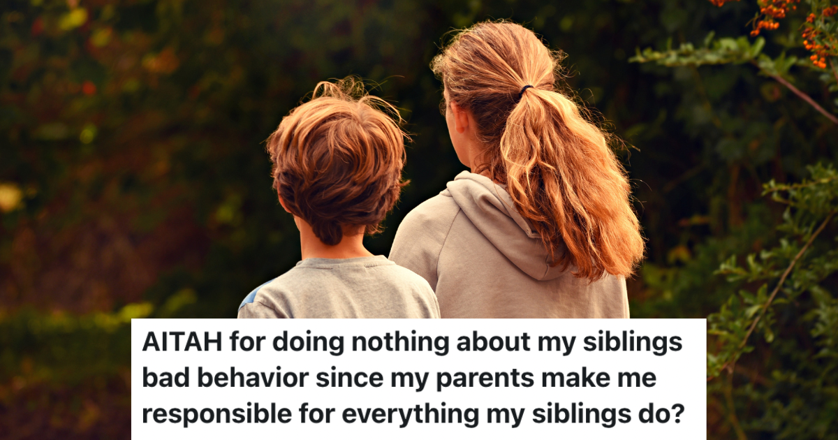 His Parents Make Him Take Care Of His Siblings, But Now Hes Sick Of It And Wont Help Anymore Back of two young kids looking into trees.