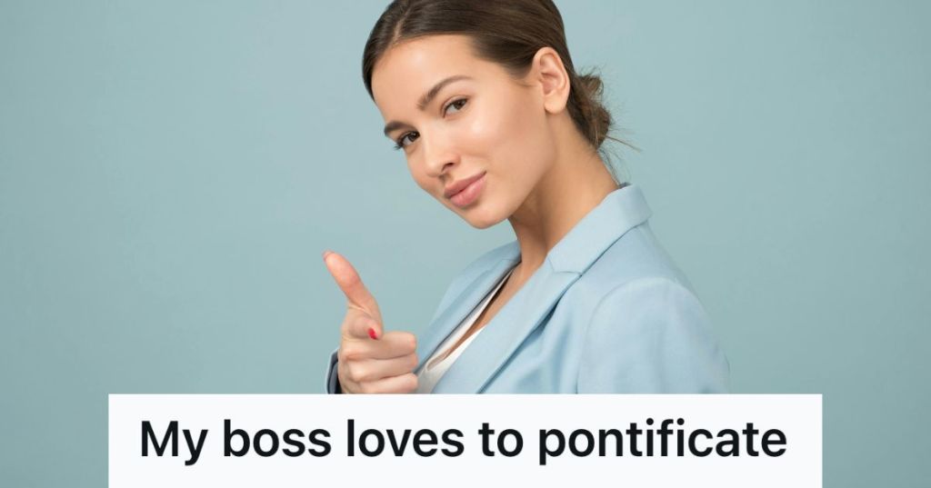 smug woman wearing a blue suit