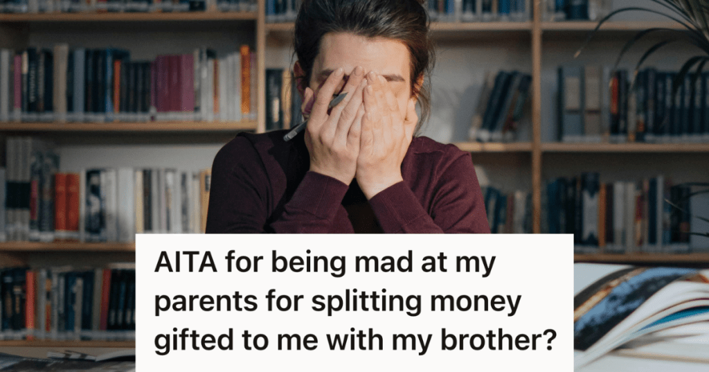 student looking stressed in the library