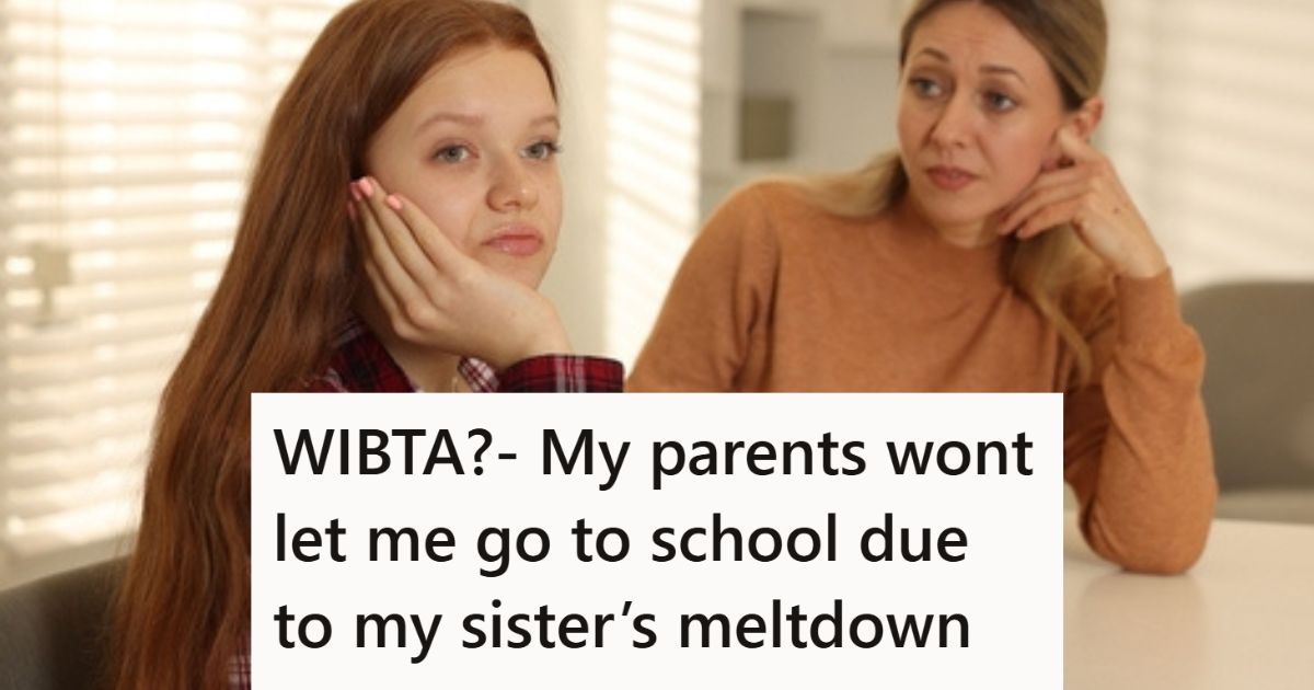 Pouting teen girl with mom