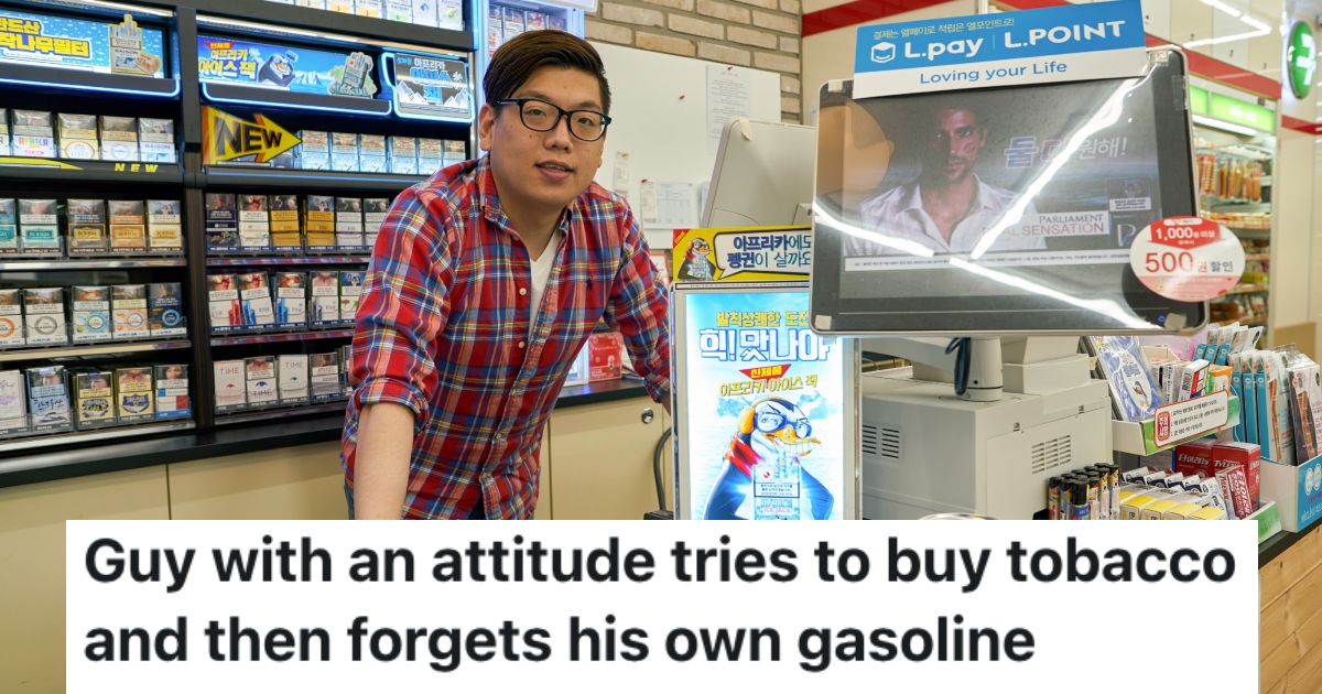 man in a gas station