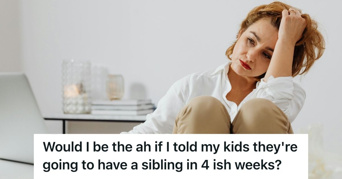 Mom Discovered Her Ex Had Known About His Fiancées Pregnancy For Weeks And Still Hadnt Told Their Kids They Were Getting A New Sibling, So She Gave Him An Ultimatum To Tell The Kids Or She Would upset woman with hand over head