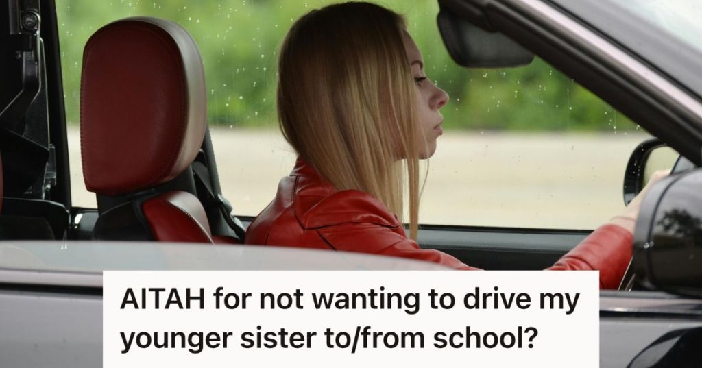 young woman driving car