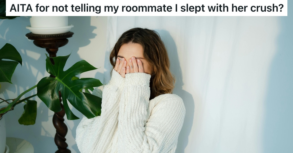 A woman hiding her face