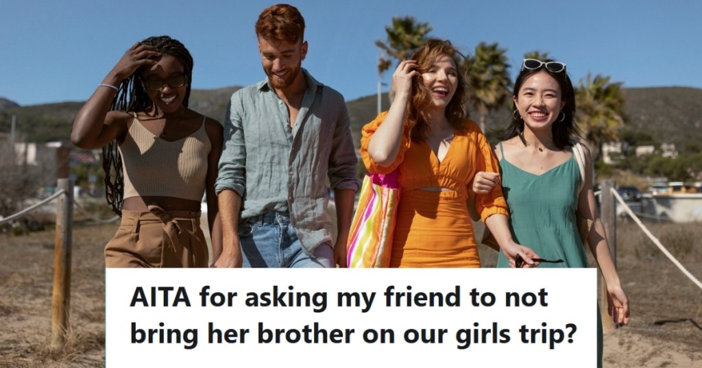 Happy friend group laughing outside