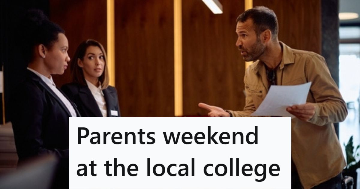 A Group Of Parents Was Trying To Check Into A Hotel, But The Room Wasnt Quite Ready, So They Got Very Upset Angry hotel guest