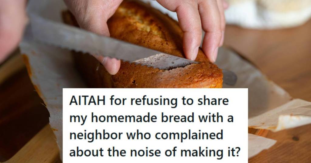 Woman cutting a loaf of homemade bread