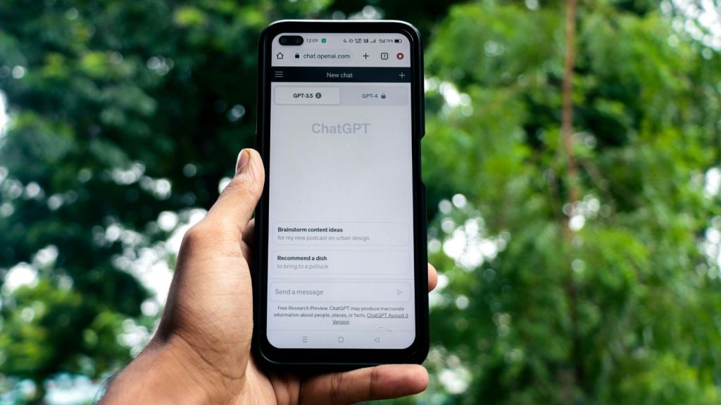 Chat GPT on a phone screen