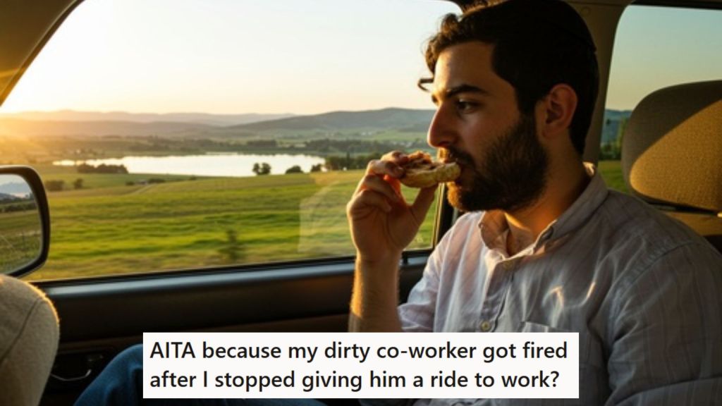 Man eating in the car