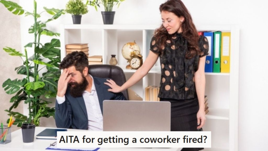 Woman flirting with coworker
