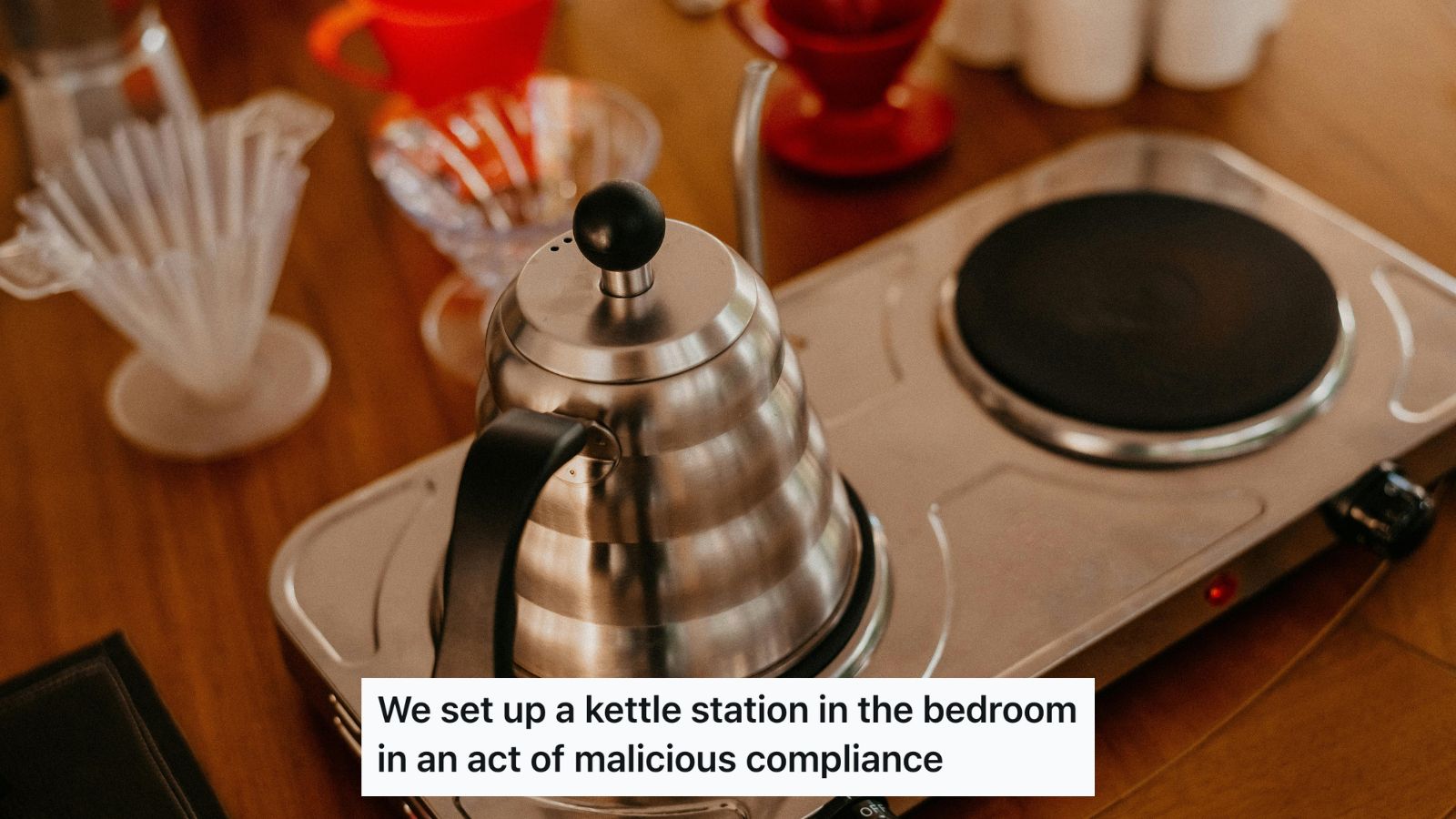 Elegant kettle station setup on a table