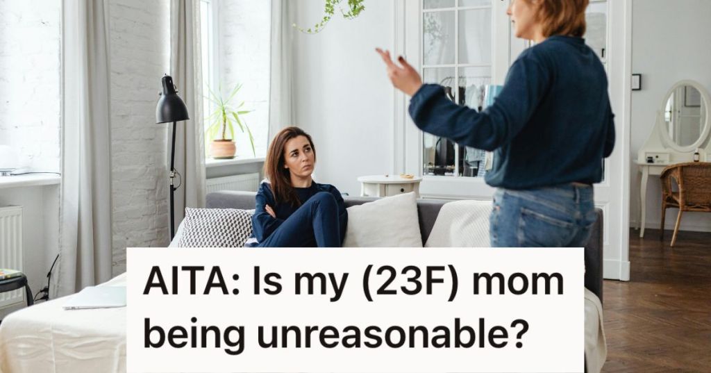 Two women having a discussion in the living room