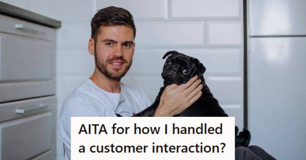 Man holding his pet Pug that is a service dog