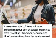 Customer Claimed The Self-Checkout Machine Was Trying To Overcharge Her, But Her Bag Was Just Messing Up The Weight On The Scale