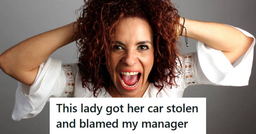 Woman holding her head and yelling at the manager