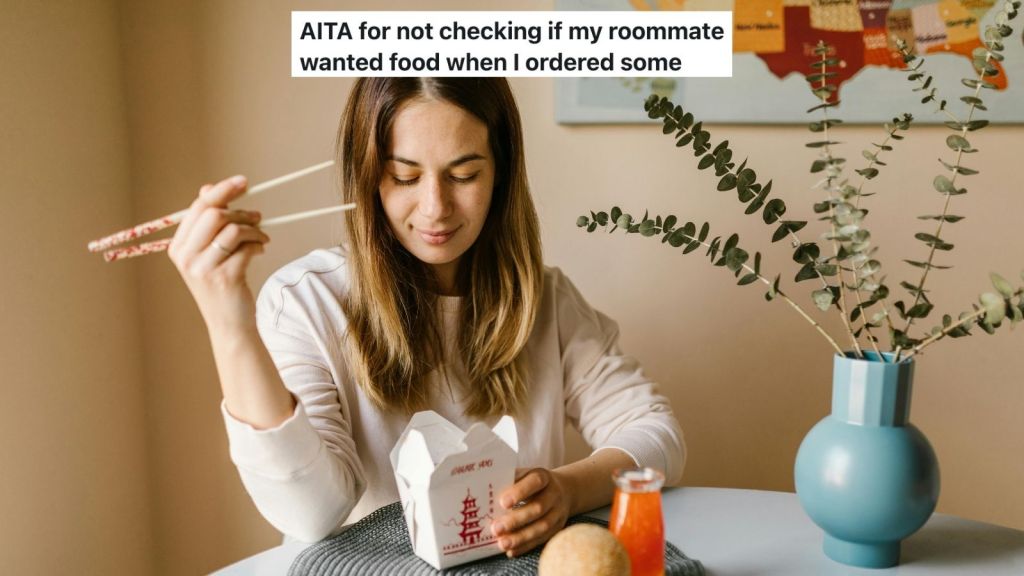 woman eating takeout alone