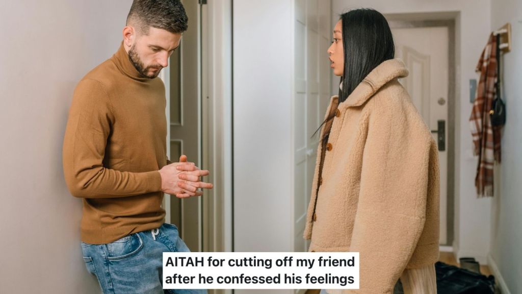 man and a woman serious talk