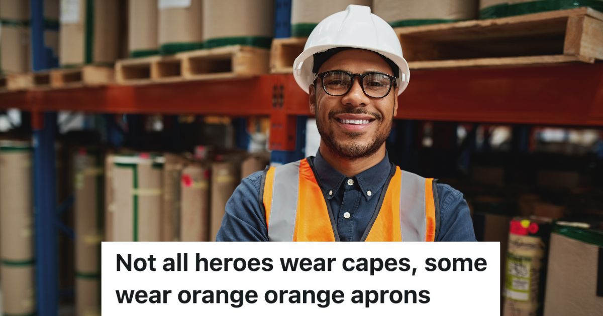 smiling man in orange vest and white hardhat