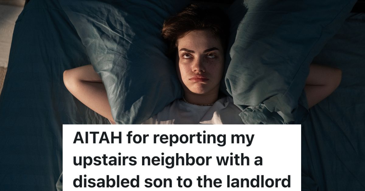 young woman upset at noisy upstairs neighbors