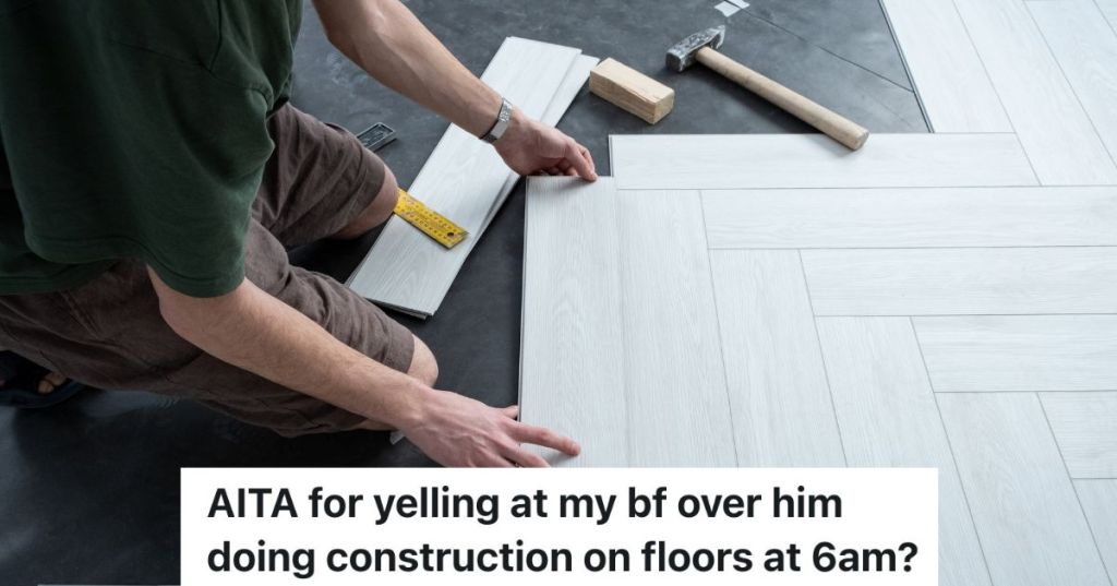 man installing flooring