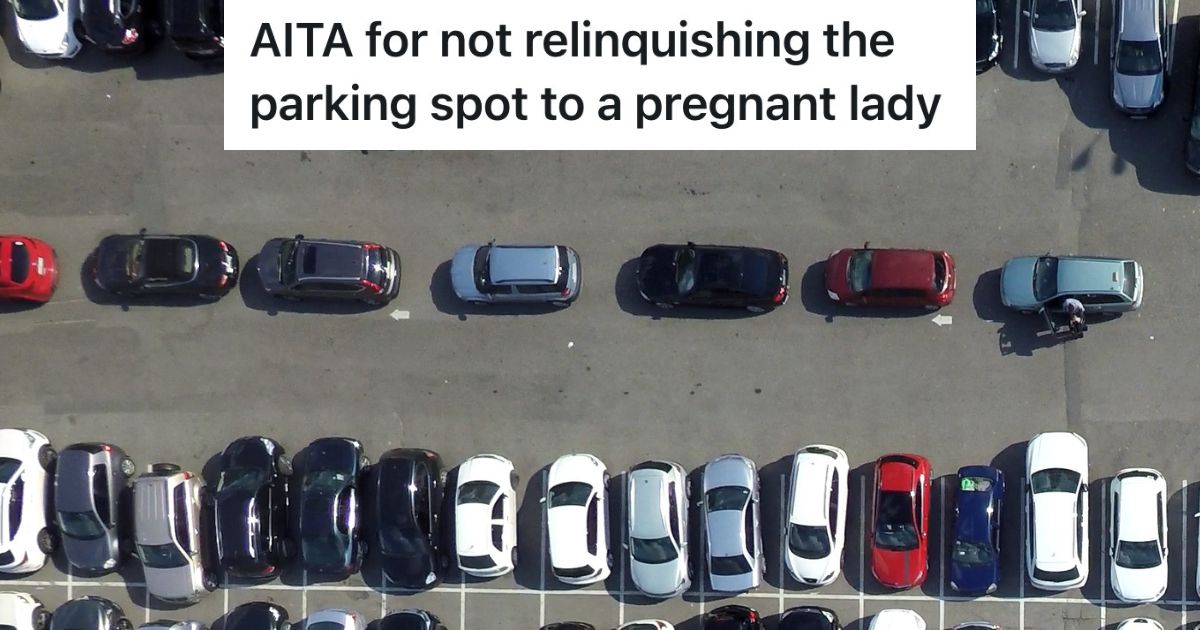 crowded parking lot with one-way traffic