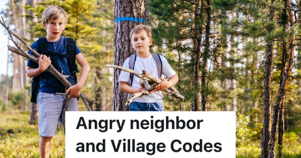 two boys carrying sticks