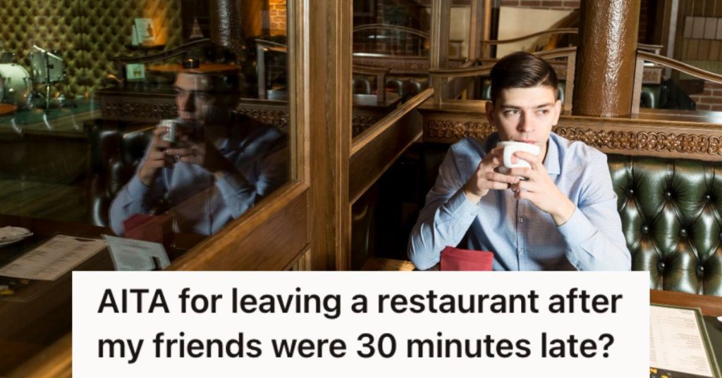 Man drinking coffee alone in a restaurant