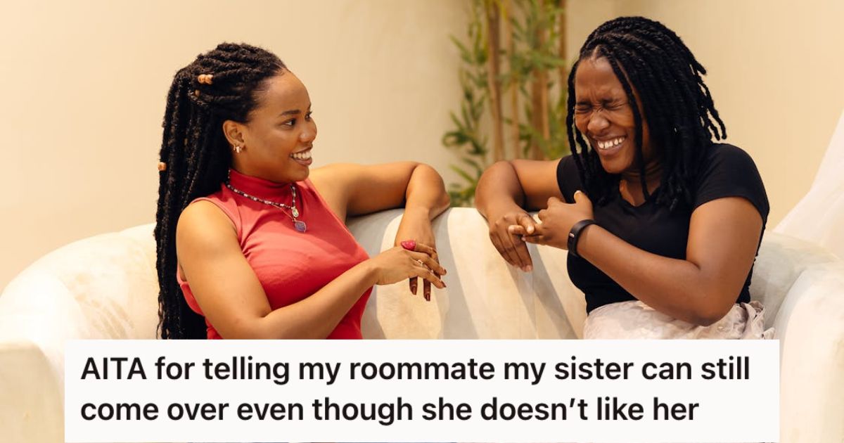 Two women chatting and laughing on the couch