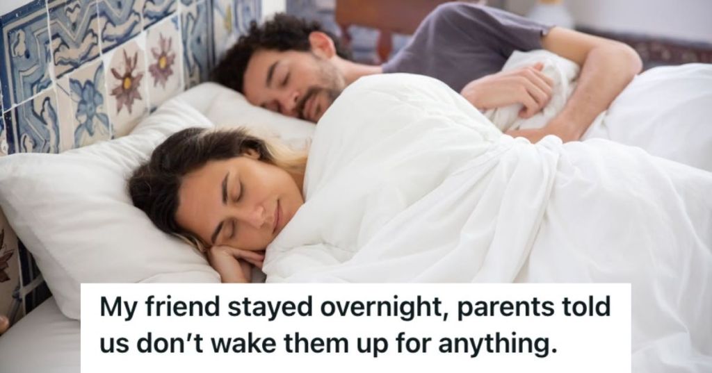 Man and woman sleeping on the bed