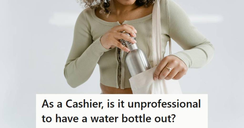 Woman putting her Yeti water bottle in her bag