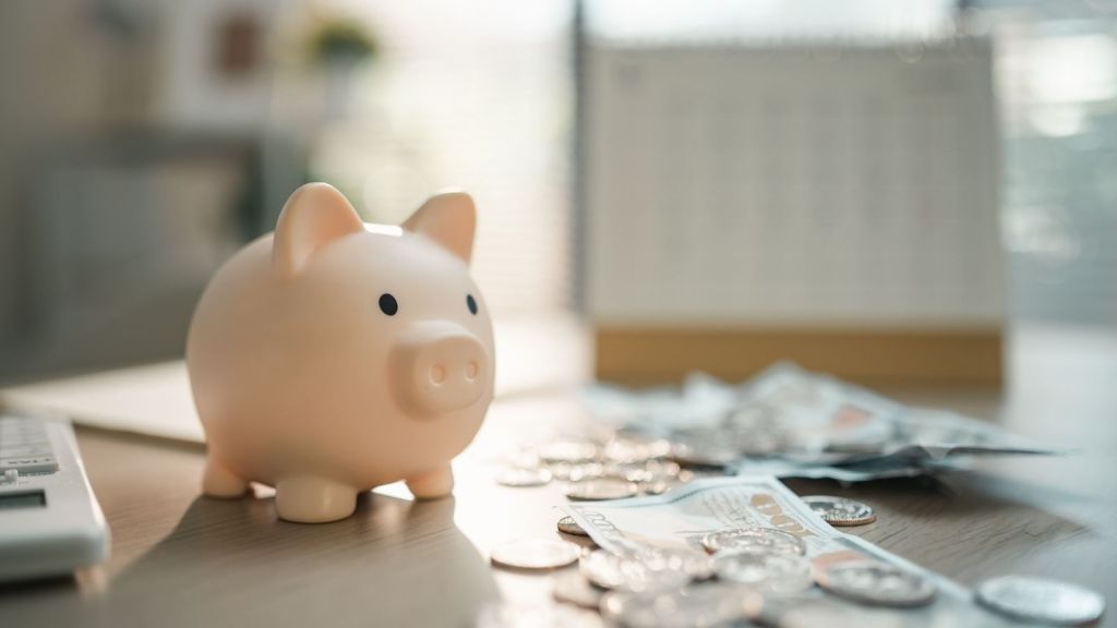 piggy bank and change