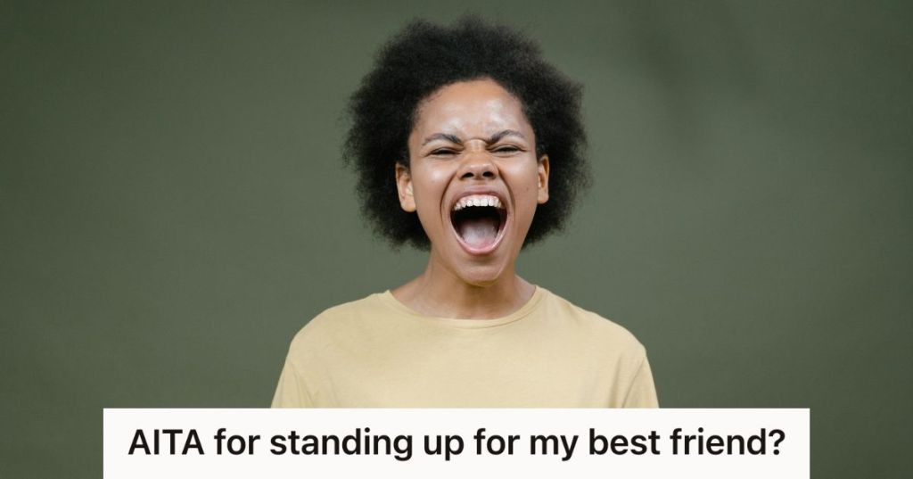 angry woman in yellow shirt yelling