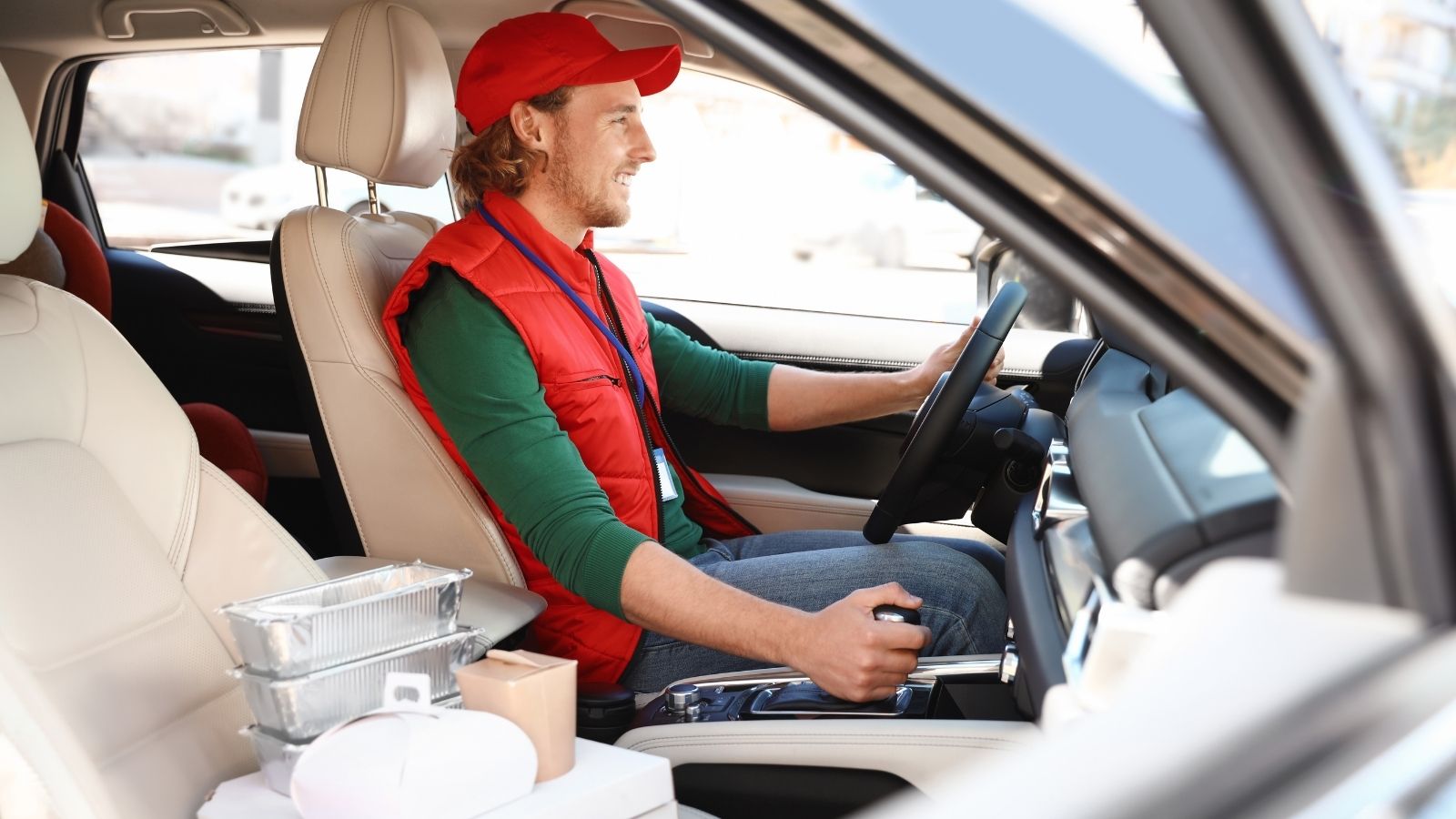 Delivery Driver Faces Unexpected Delay Delivering Order to Big Box Store Cashier happy male delivery driver
