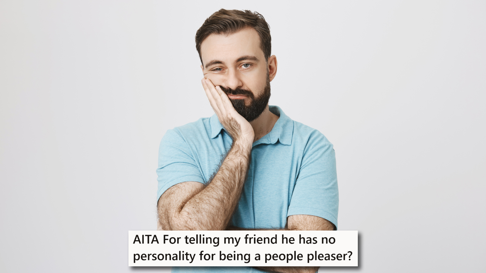 A bored looking guy on a blank background