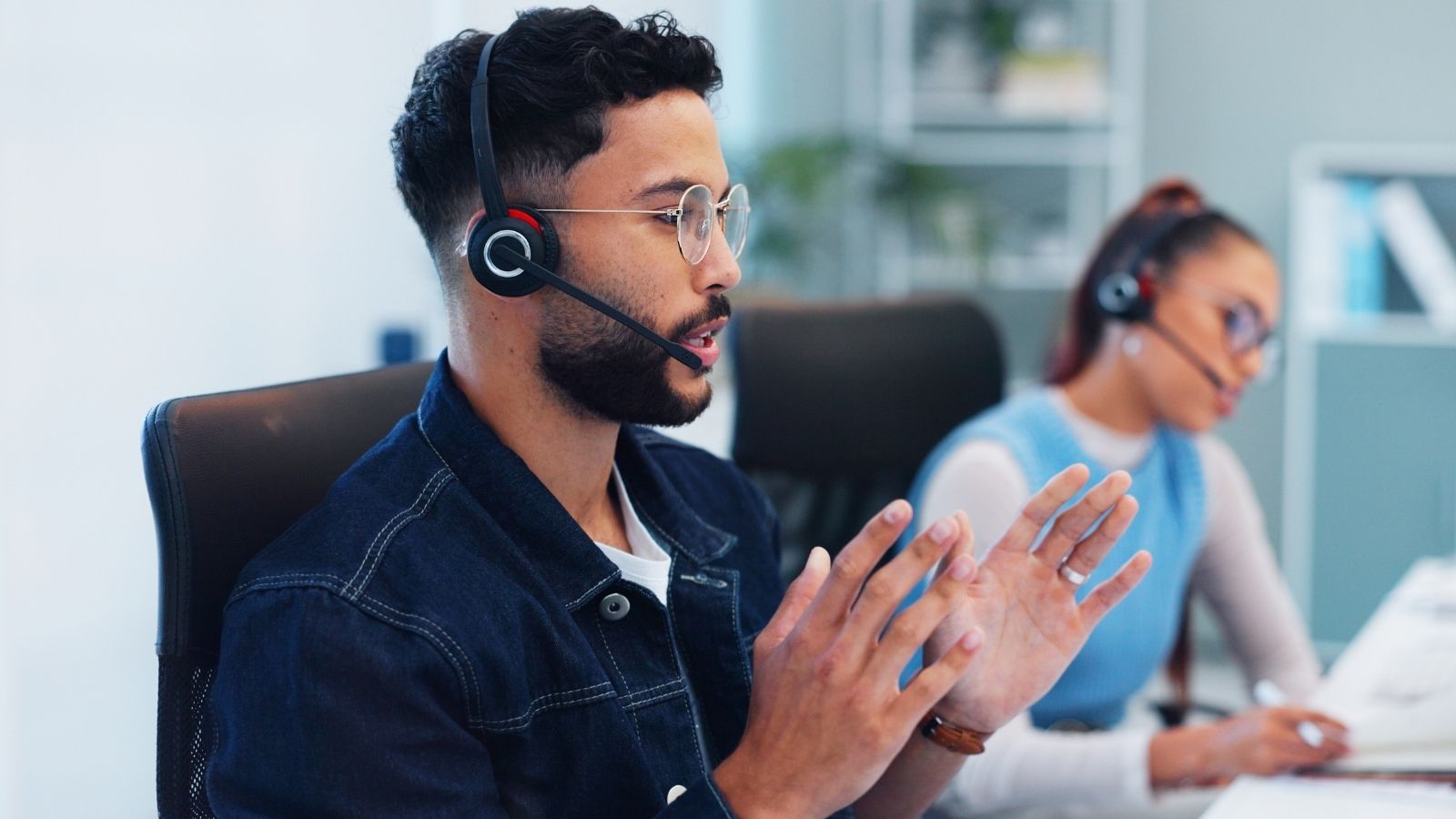 male call center employee