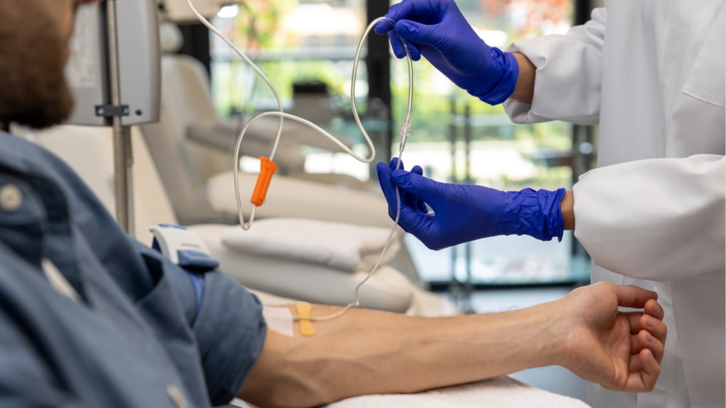 A patient being administered chemotherapy