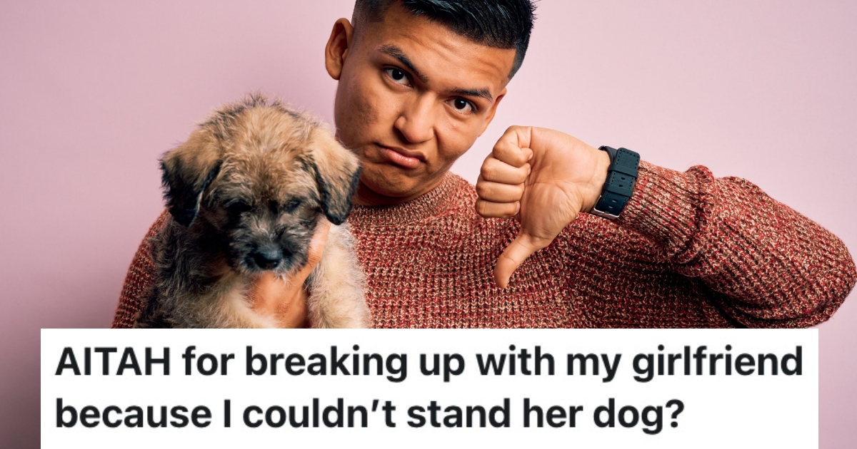 man holding a dog