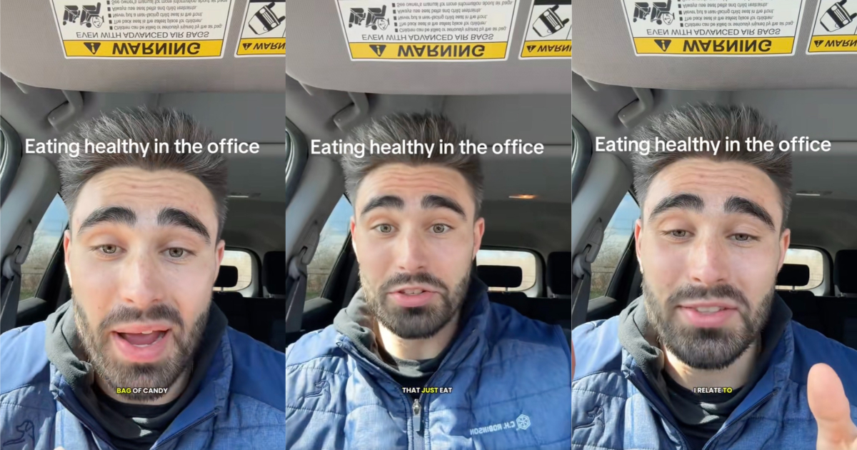 Office Worker Opens Up About the Challenges of Eating Healthy at Work man in his car