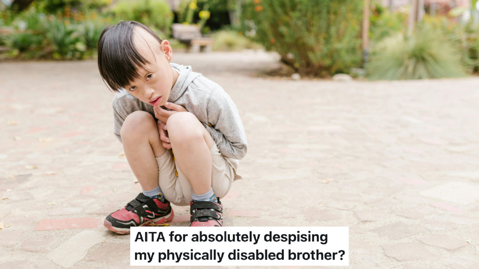 young disabled boy outdoors