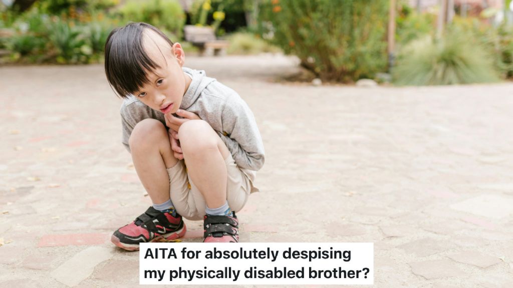 young disabled boy outdoors